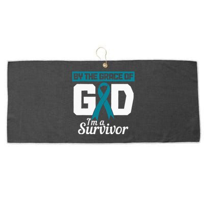 Ovarian Cancer Awareness Month Woman Teal Ribbon Survivor Large Microfiber Waffle Golf Towel