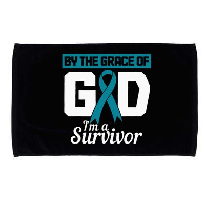 Ovarian Cancer Awareness Month Woman Teal Ribbon Survivor Microfiber Hand Towel