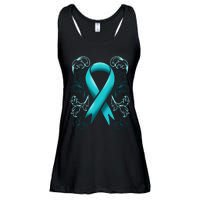 Ovarian Cancer Awareness Ribbon Teal Carcinoma Gynecology Ladies Essential Flowy Tank