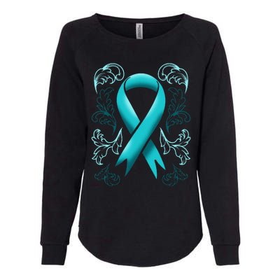 Ovarian Cancer Awareness Ribbon Teal Carcinoma Gynecology Womens California Wash Sweatshirt