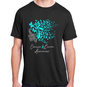 Ovarian Cancer Awareness Teal Butterflies Adult ChromaSoft Performance T-Shirt