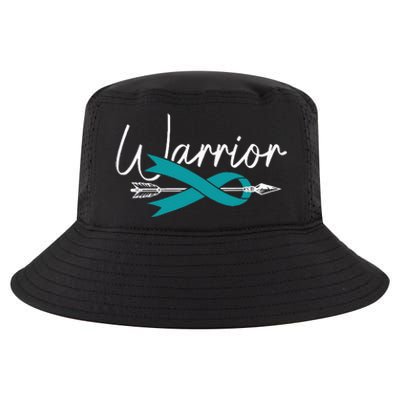 Ovarian Cancer Awareness Month Woman Teal Ribbon Warrior Cool Comfort Performance Bucket Hat