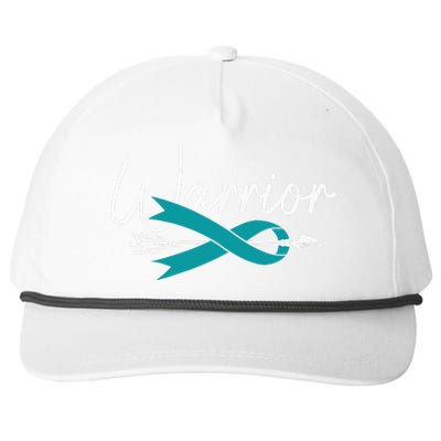 Ovarian Cancer Awareness Month Woman Teal Ribbon Warrior Snapback Five-Panel Rope Hat