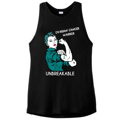 Ovarian Cancer Awareness Month Unbreakable Warrior Gift Ladies PosiCharge Tri-Blend Wicking Tank