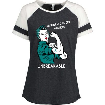 Ovarian Cancer Awareness Month Unbreakable Warrior Gift Enza Ladies Jersey Colorblock Tee