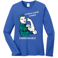 Ovarian Cancer Awareness Month Unbreakable Warrior Gift Ladies Long Sleeve Shirt