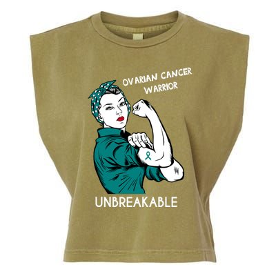 Ovarian Cancer Awareness Month Unbreakable Warrior Gift Garment-Dyed Women's Muscle Tee