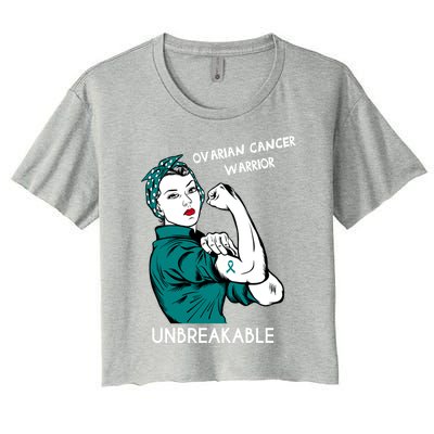 Ovarian Cancer Awareness Month Unbreakable Warrior Gift Women's Crop Top Tee