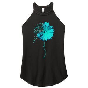 Ovarian Cancer Awareness Sunflower Ribbon Gift Women's Perfect Tri Rocker Tank