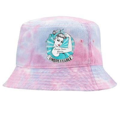 Ovarian Cancer Awareness Warrior Unbreakable Support Squad Tie-Dyed Bucket Hat