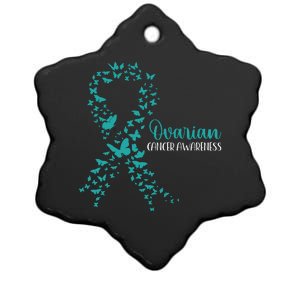 Ovarian Cancer Awareness Teal Ribbon Warrior Survivor Ceramic Star Ornament