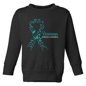 Ovarian Cancer Awareness Teal Ribbon Warrior Survivor Toddler Sweatshirt