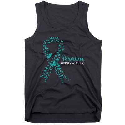 Ovarian Cancer Awareness Teal Ribbon Warrior Survivor Tank Top