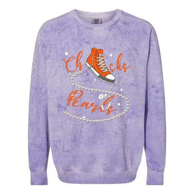 Orange Chucks And Pearls Colorblast Crewneck Sweatshirt