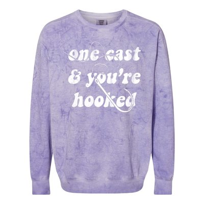 One Cast And Youre Hooked Fishing Colorblast Crewneck Sweatshirt