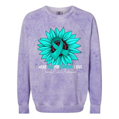 Ovarian Cancer Awareness Gift Ovarian Cancer Awareness Colorblast Crewneck Sweatshirt