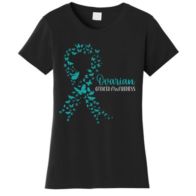 Ovarian Cancer Awareness Teal Ribbon Warrior Survivor Gift Women's T-Shirt