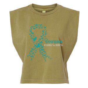 Ovarian Cancer Awareness Teal Ribbon Warrior Survivor Gift Garment-Dyed Women's Muscle Tee