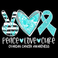 Ovarian Cancer Awareness Teal Ribbon Heart Peace Love Cure Cooling Performance Crew T-Shirt