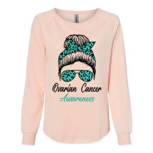 Ovarian Cancer Awareness Messy Bun Support Women Womens California Wash Sweatshirt