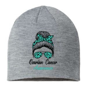 Ovarian Cancer Awareness Messy Bun Support Women Sustainable Beanie