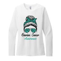 Ovarian Cancer Awareness Messy Bun Support Women Womens CVC Long Sleeve Shirt