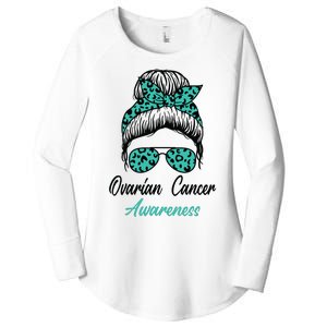 Ovarian Cancer Awareness Messy Bun Support Women Women's Perfect Tri Tunic Long Sleeve Shirt