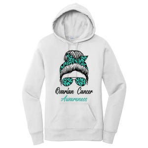 Ovarian Cancer Awareness Messy Bun Support Women Women's Pullover Hoodie