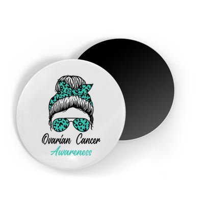 Ovarian Cancer Awareness Messy Bun Support Women Magnet