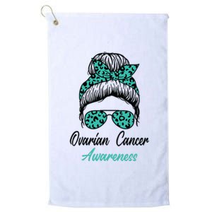 Ovarian Cancer Awareness Messy Bun Support Women Platinum Collection Golf Towel