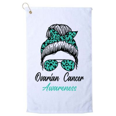 Ovarian Cancer Awareness Messy Bun Support Women Platinum Collection Golf Towel