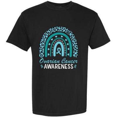 Ovarian Cancer Awareness Month Teal Rainbow Ribbon Garment-Dyed Heavyweight T-Shirt