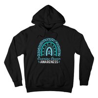 Ovarian Cancer Awareness Month Teal Rainbow Ribbon Hoodie