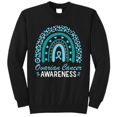 Ovarian Cancer Awareness Month Teal Rainbow Ribbon Sweatshirt