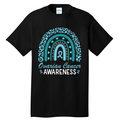 Ovarian Cancer Awareness Month Teal Rainbow Ribbon Tall T-Shirt