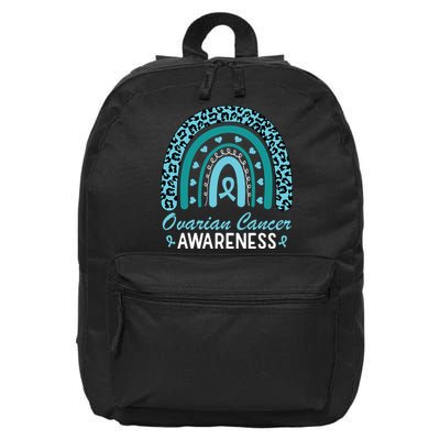 Ovarian Cancer Awareness Month Teal Rainbow Ribbon 16 in Basic Backpack