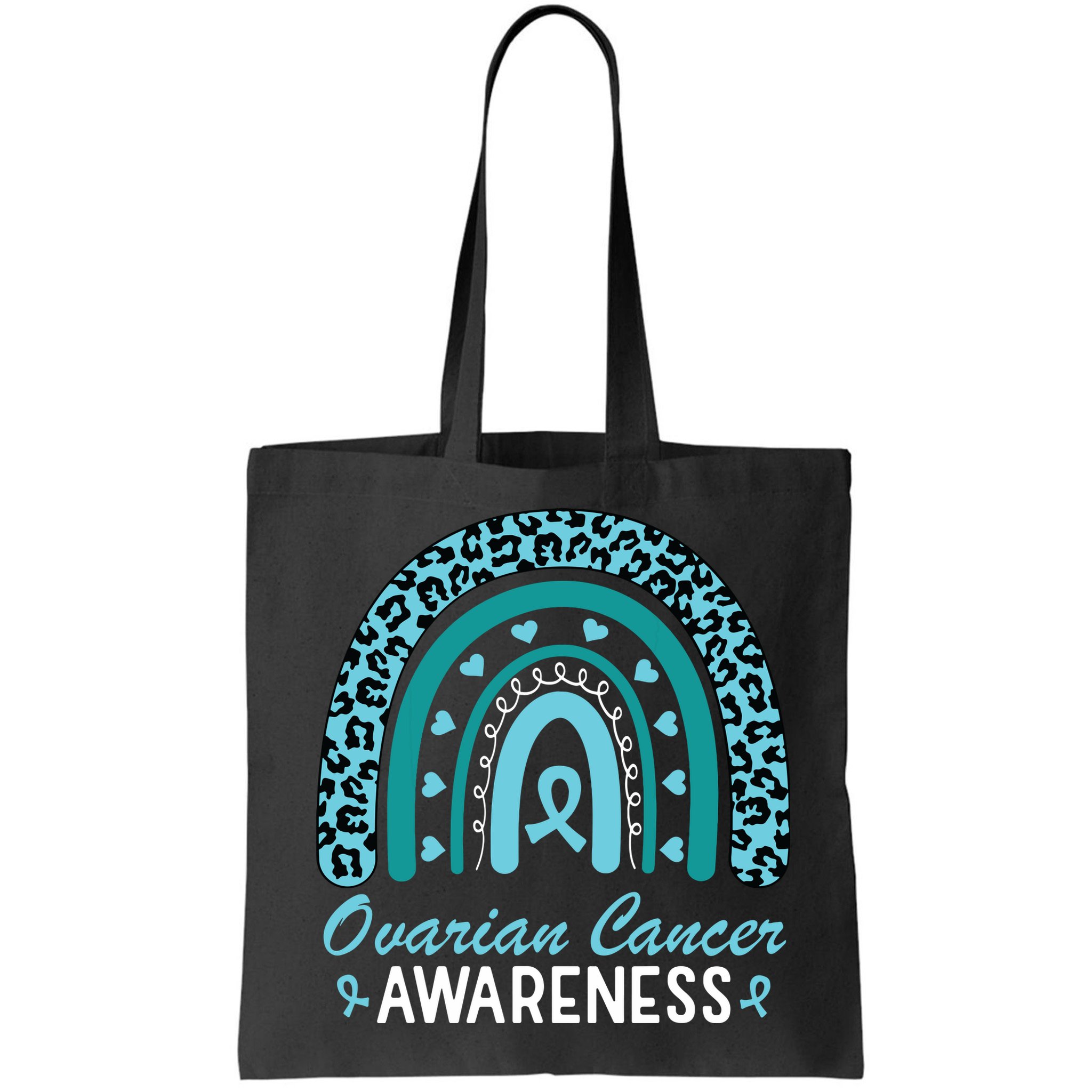 Ovarian Cancer Awareness Month Teal Rainbow Ribbon Bag