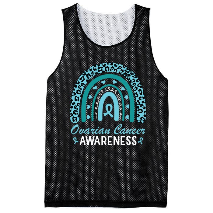 Ovarian Cancer Awareness Month Teal Rainbow Ribbon Mesh Reversible Basketball Jersey Tank