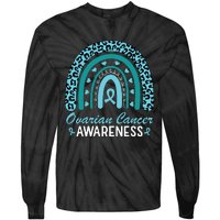 Ovarian Cancer Awareness Month Teal Rainbow Ribbon Tie-Dye Long Sleeve Shirt