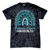 Ovarian Cancer Awareness Month Teal Rainbow Ribbon Tie-Dye T-Shirt