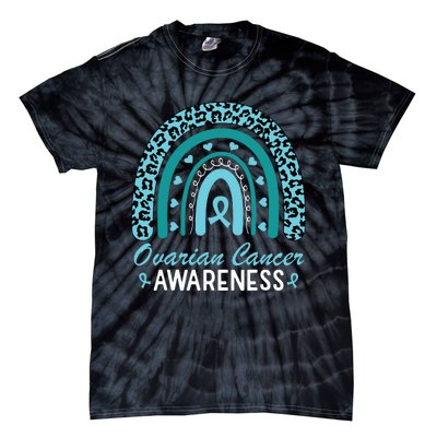 Ovarian Cancer Awareness Month Teal Rainbow Ribbon Tie-Dye T-Shirt