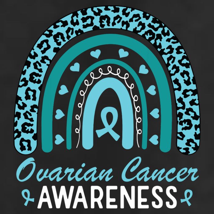 Ovarian Cancer Awareness Month Teal Rainbow Ribbon Hat