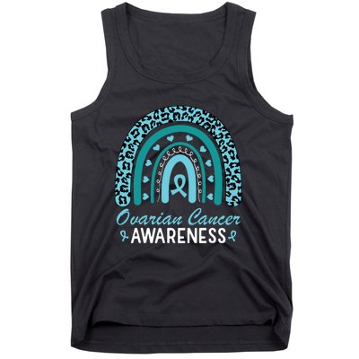 Ovarian Cancer Awareness Month Teal Rainbow Ribbon Tank Top