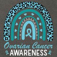 Ovarian Cancer Awareness Month Teal Rainbow Ribbon Cotton Canvas Backpack