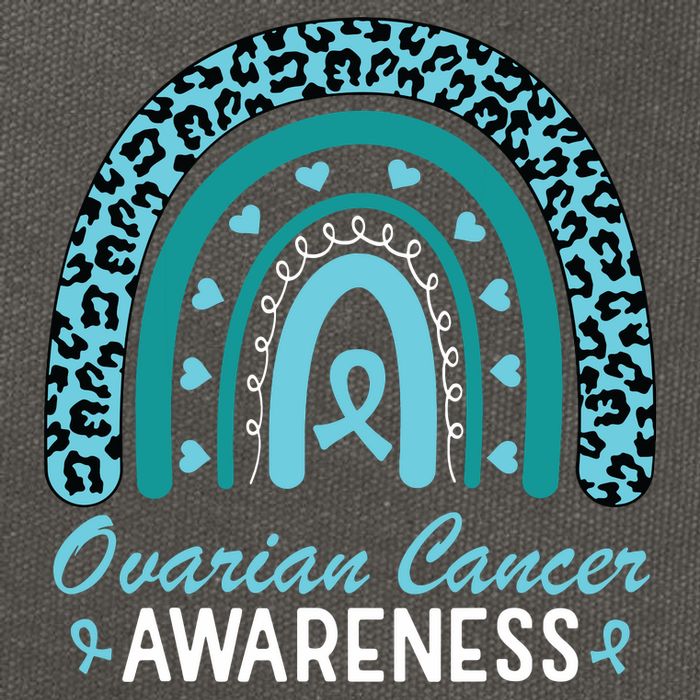 Ovarian Cancer Awareness Month Teal Rainbow Ribbon Cotton Canvas Backpack