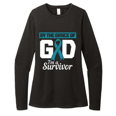 Ovarian Cancer Awareness By The Grace Of Im A Survivor Womens CVC Long Sleeve Shirt