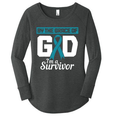 Ovarian Cancer Awareness By The Grace Of Im A Survivor Women's Perfect Tri Tunic Long Sleeve Shirt