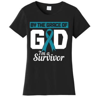 Ovarian Cancer Awareness By The Grace Of Im A Survivor Women's T-Shirt