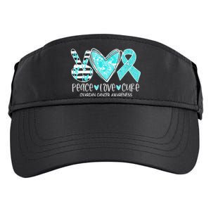 Ovarian Cancer Awareness Teal Ribbon Heart Peace Love Cure Adult Drive Performance Visor