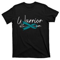 Ovarian Cancer Awareness Month Woman Teal Ribbon Warrior T-Shirt